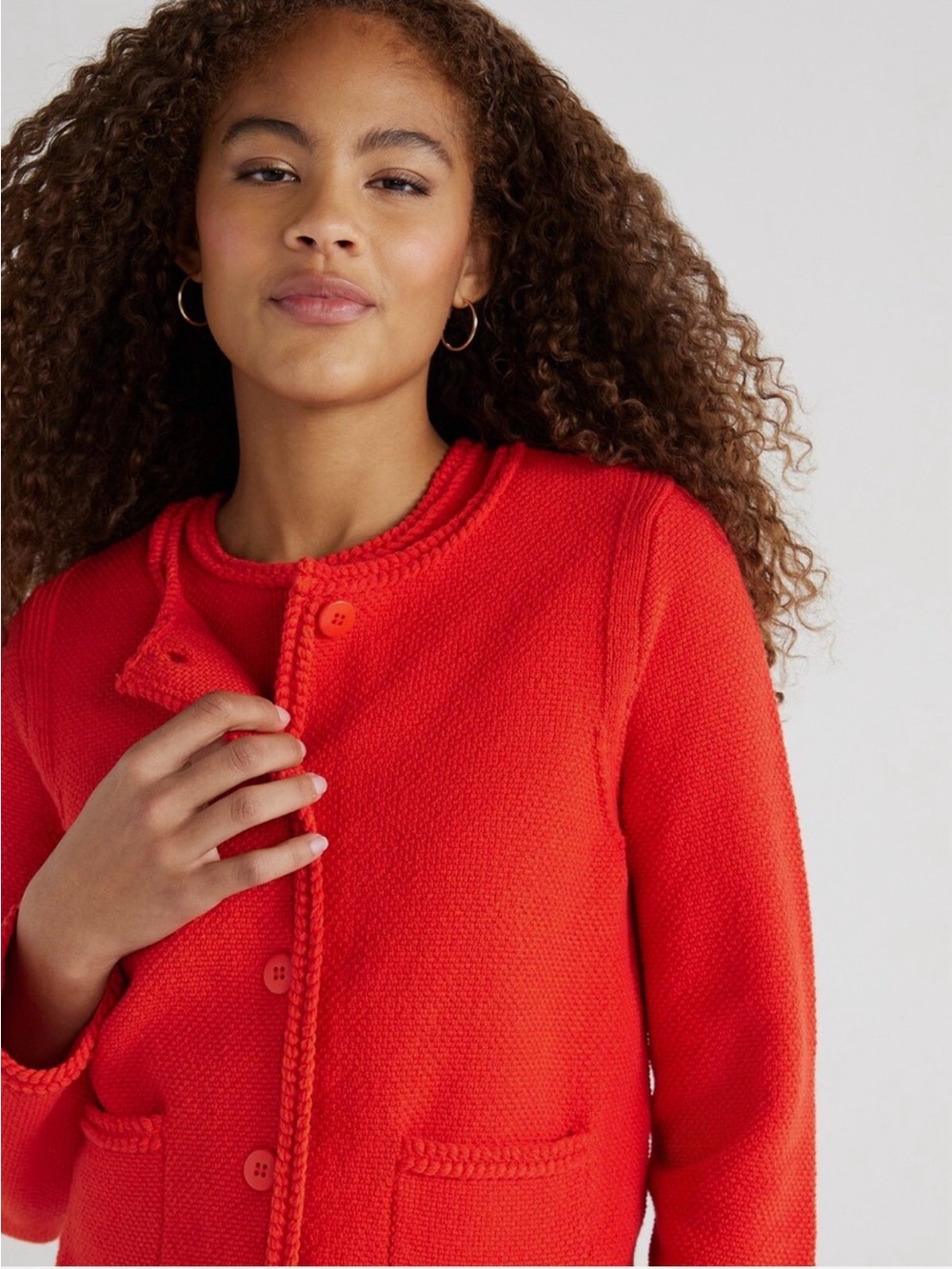 Free Assembly Red Cropped Cardigan Sweater